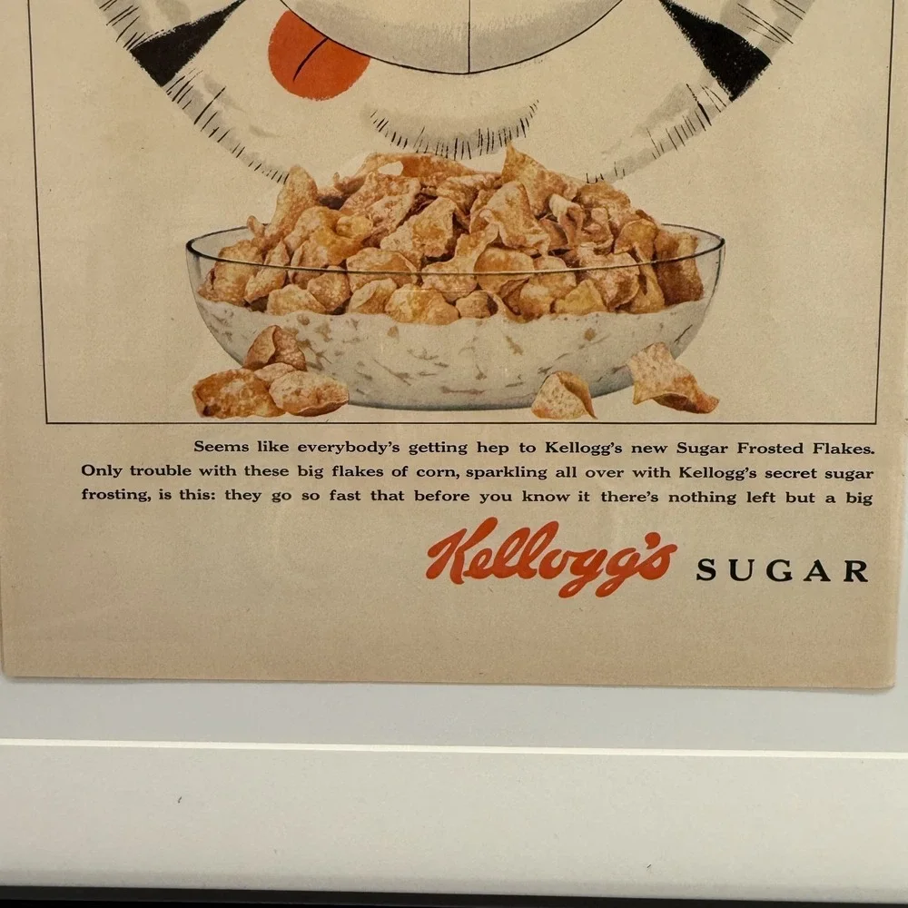 Framed Double-Sided 1953 Ad: Kellogg's Tony‎ the Tiger / Libby's Pineapple
